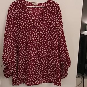 Burgandy animal print top